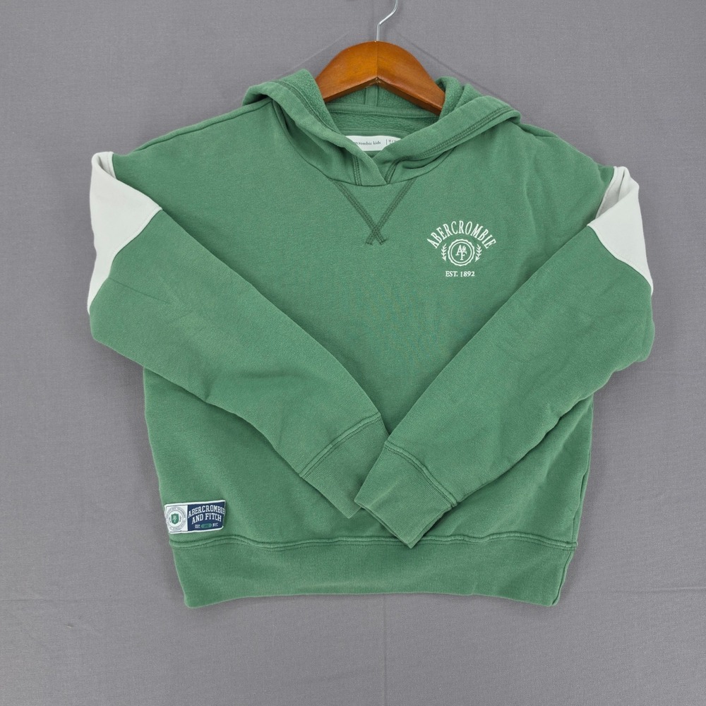 Abercrombie Kids Green Logo Fleece Hoodie Sweatshirt Size 11/12